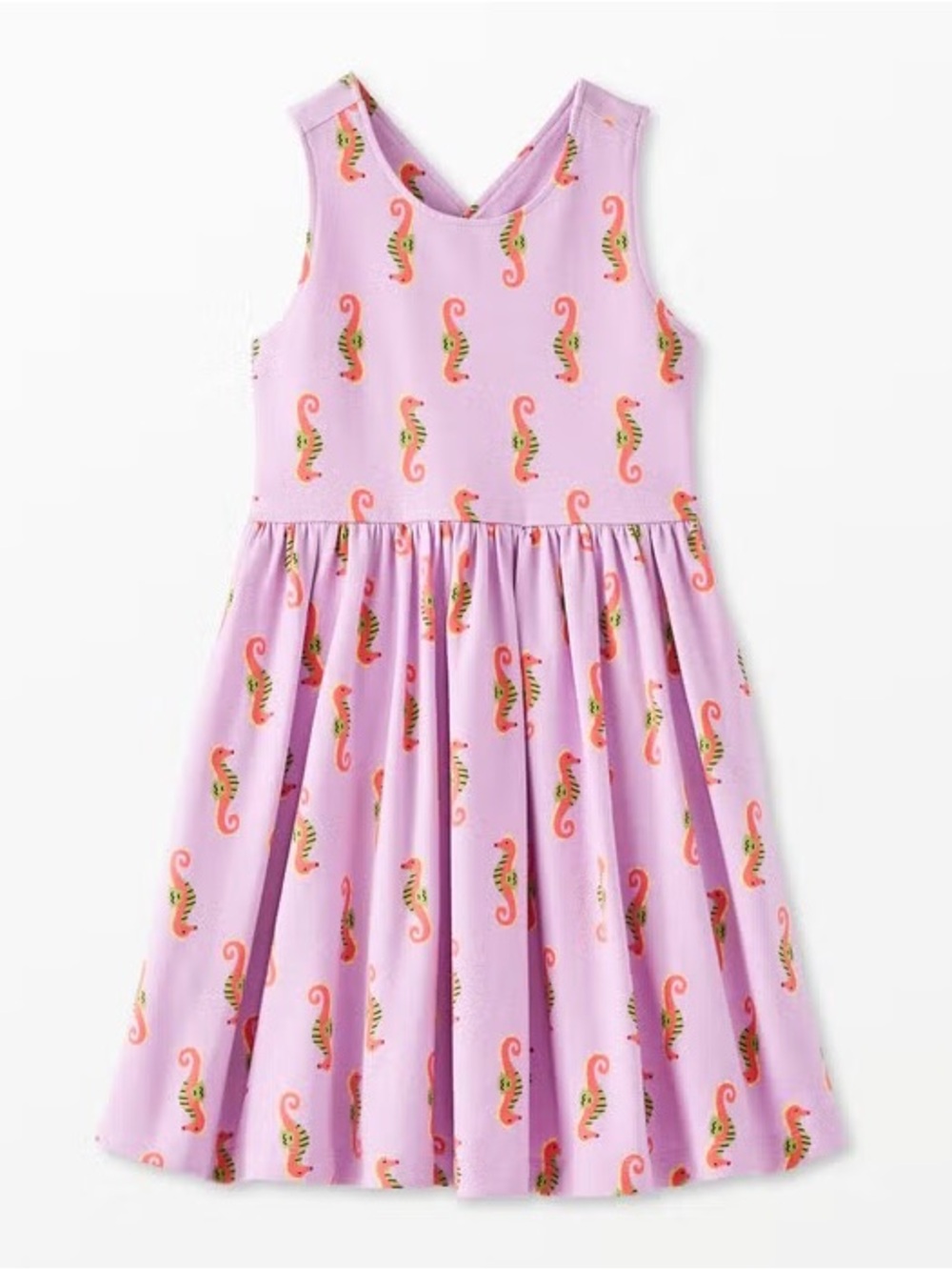 Hanna Andersson Lavender Seahorse-Print Sleeveless Twirl Dress